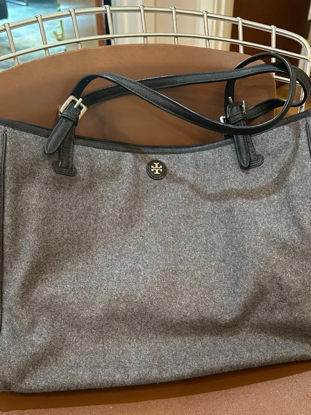 Tory Burch Gray Wood Tote